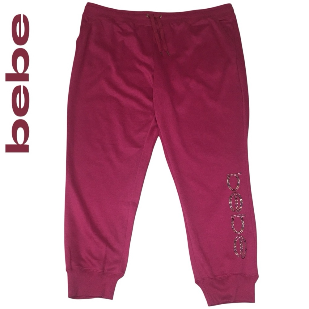 Bebe Sport (43x28) Fuschia Pink Logo Drawstring Joggers - Women’s Size 2X NWOT